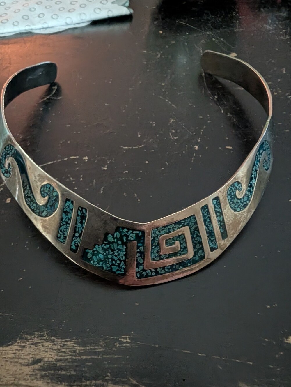 Turquoise Inlay Sterling Silver Southwestern Collar Necklace